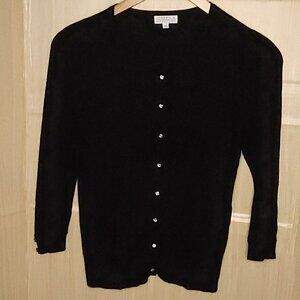 Joseph A. Womens Black Bling Button Cardigan Sweater Medium